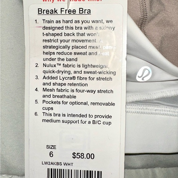 SOLD 💸| Lululemon Break Free Bra | Size 6 - Picture 5 of 5